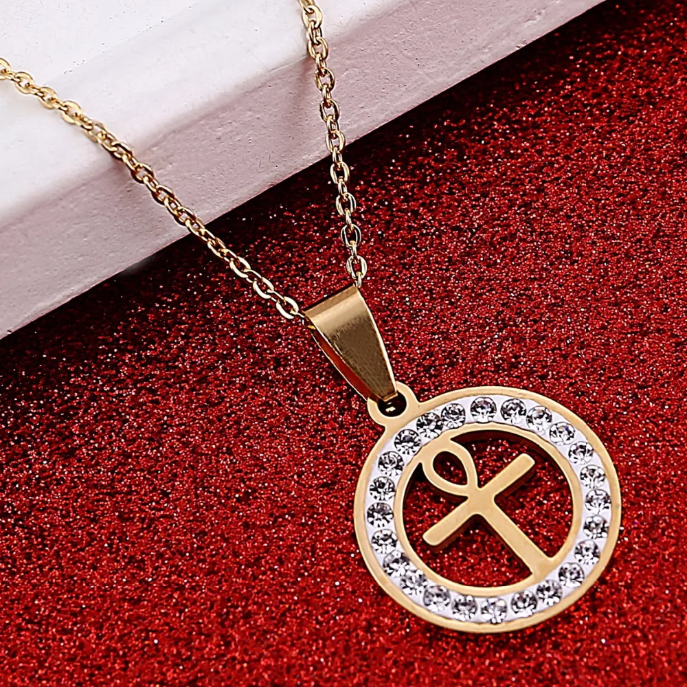 Египетский Ankh крест ожерелье для женщин золотой цвет кулон ювелирные изделия