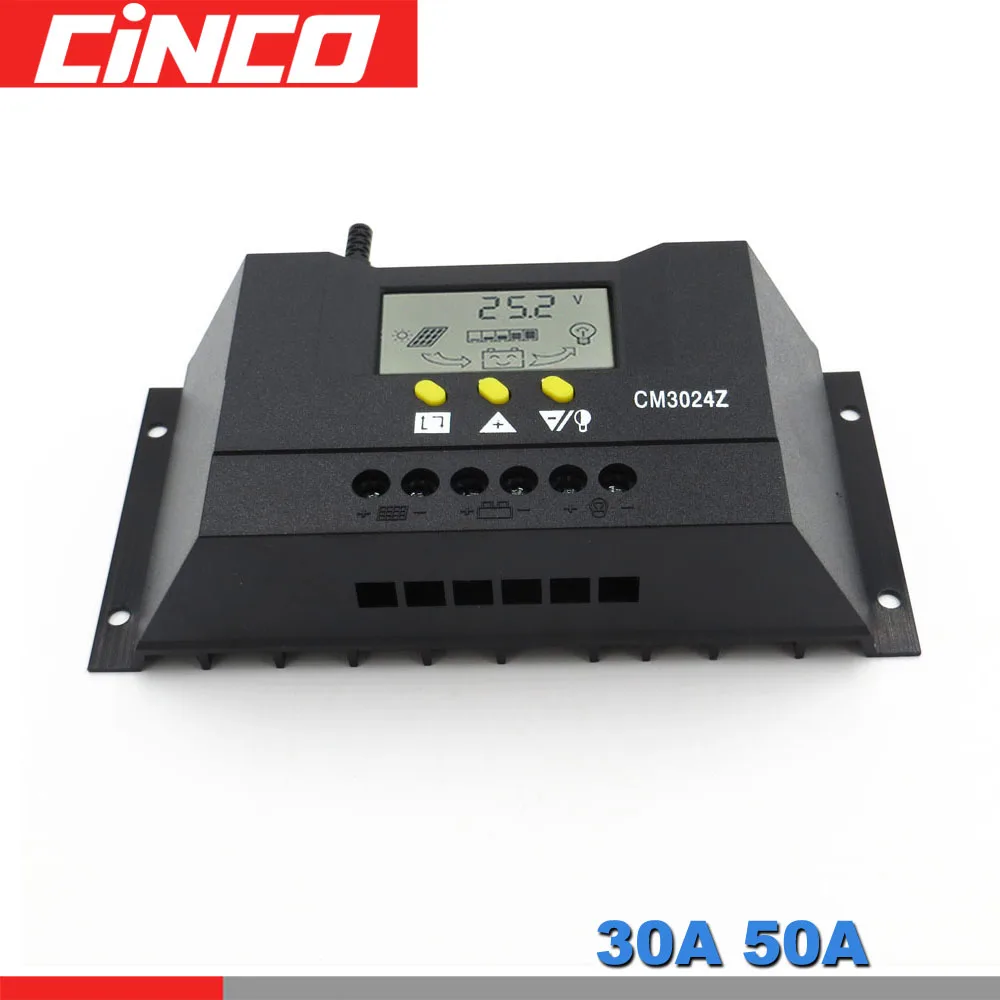 Солнечный регулятор заряда аккумулятора CM3024Z CM5024Z 30/50A 12/24V заряд ШИМ ЖК дисплей