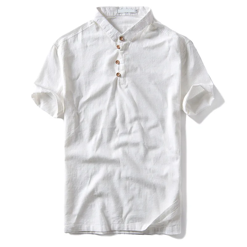 

MRMT 2021 Brand New Autumn Summer Men's T-shirt Short Sleeve Cotton Linen Slim Casual for Male Solid Color Tops