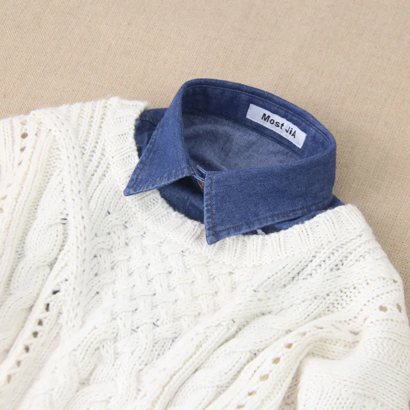 Джинсовые съемные воротники L, XL, XXL для мужчин и женщин Поддельный Воротник синий классический джинсовый воротник рубашки большой все соответствующие взрослым унисекс
