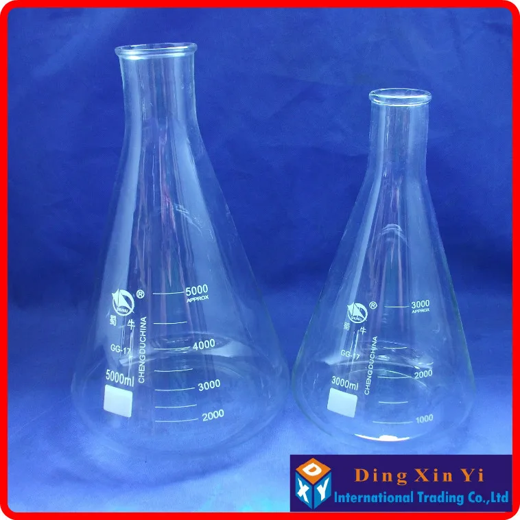 Стеклянная колба Erlenmeyer 3000 мл коническая для лабораторного использования