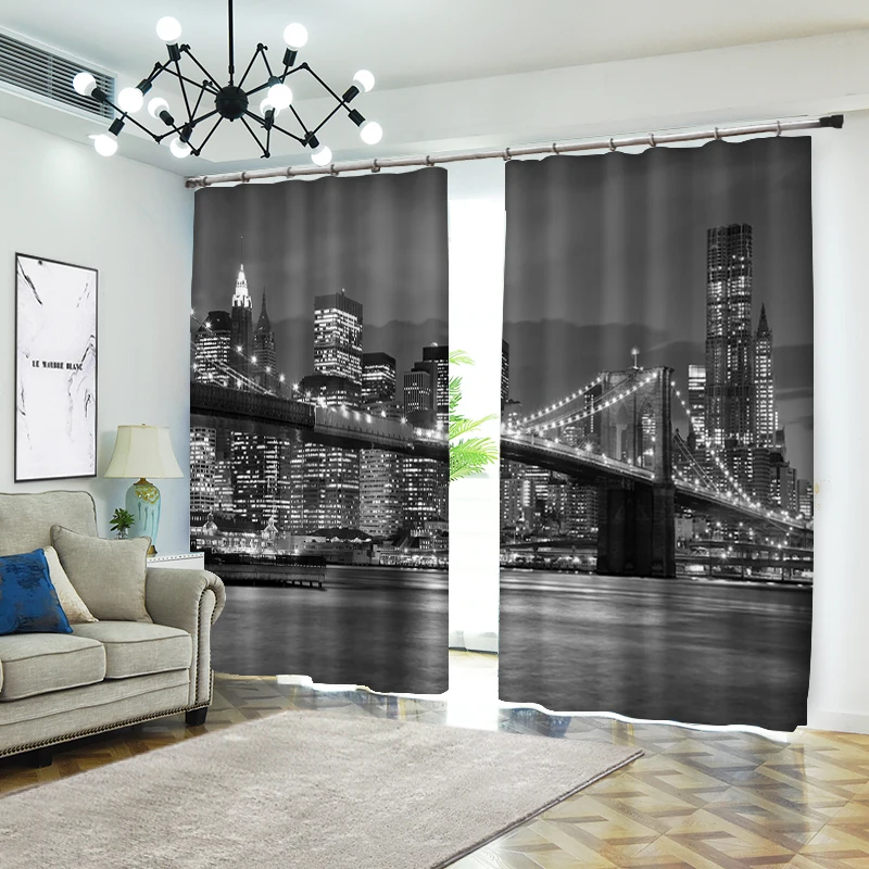 3d занавески Night of New York Brooklyn Bridge постельное белье для гостиной или гостиницы