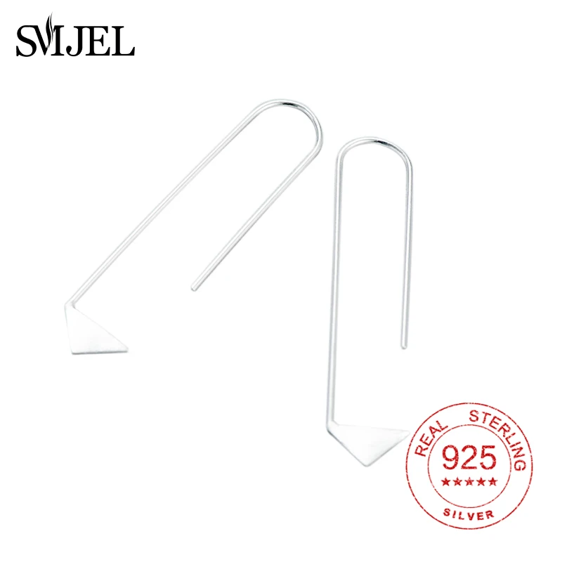 SMJEL 925 Sterling Silver Triangle Long Post Earring Geometric Statement Stud Earrings for Women Wedding Jewelry | Украшения и