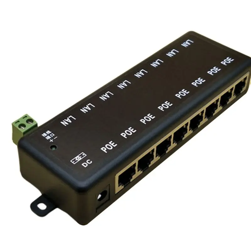 

Free shipping New 8 Ports POE Injector POE Splitter for CCTV Network POE Camera Power Over Ethernet IEEE802.3af