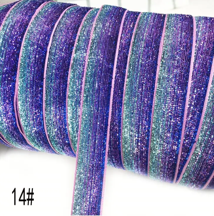 14Blue green purple 5 м/лот 15 мм блестящая бархатная лента Свадебная вечеринка Рождественский обруч-украшение для волос ручной работы подарочная упаковка для девочек DIY бантик для волос - Цвет: 14Blue green purple