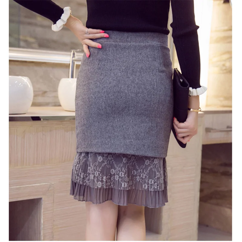 Юбка Женская Вечеринка Весна Осень Юбки Серые Оборки Знаменитости Русалка Bodycon