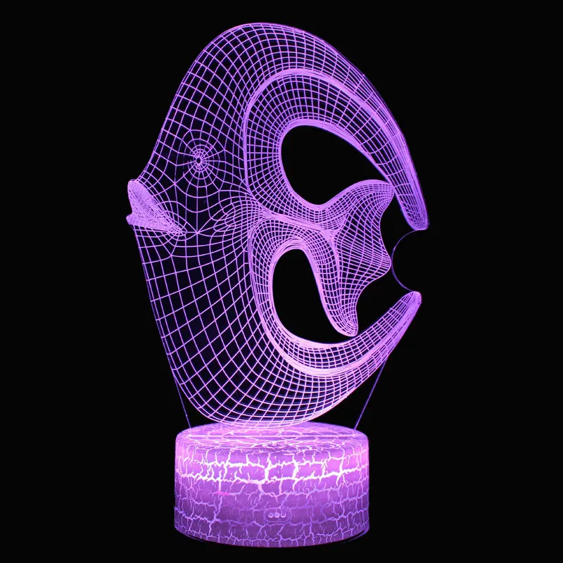 3D лампа в виде коралловых рыбок светодиодный ночсветильник 7 цветов Сенсорная