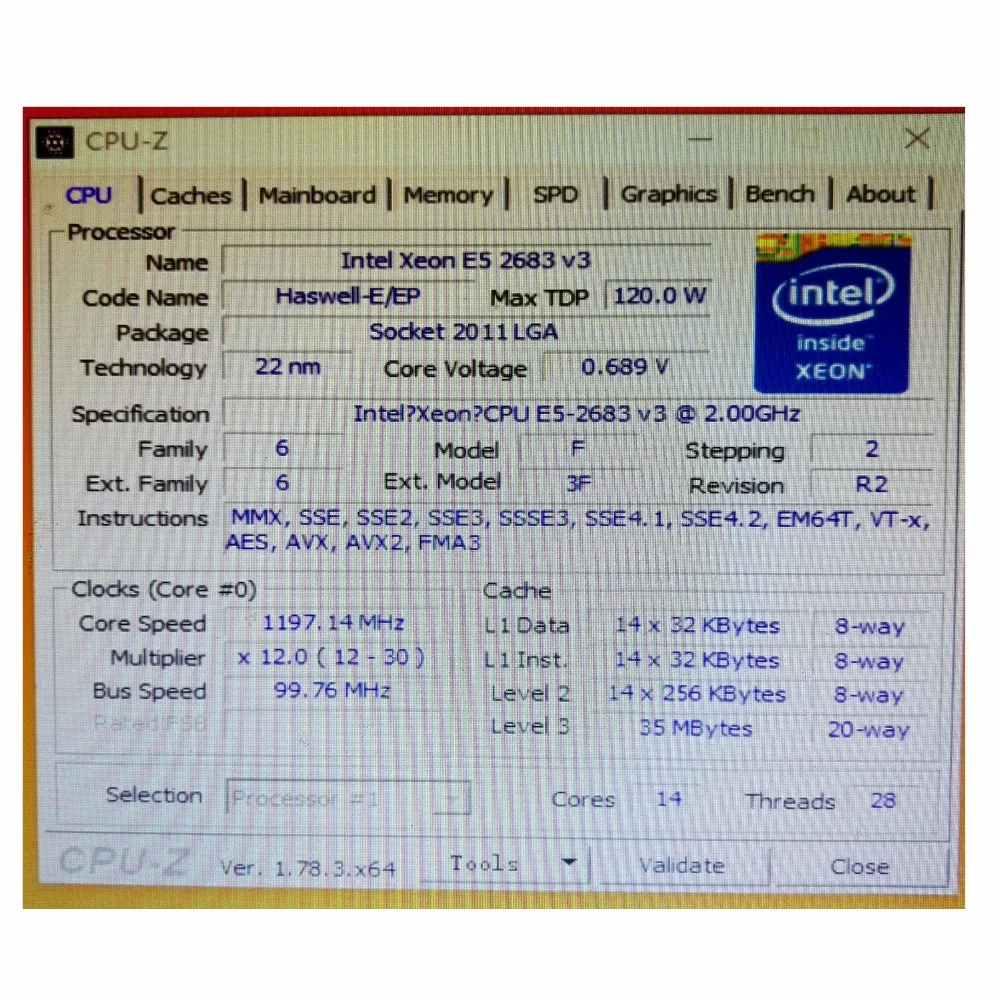 Процессор Xeon 2683 2 00 ГГц 14 ядер процессор E5 V3 2683V3 2683v3 TPD 120 Вт e5 v3 1 год гарантии|xeon e5|xeon