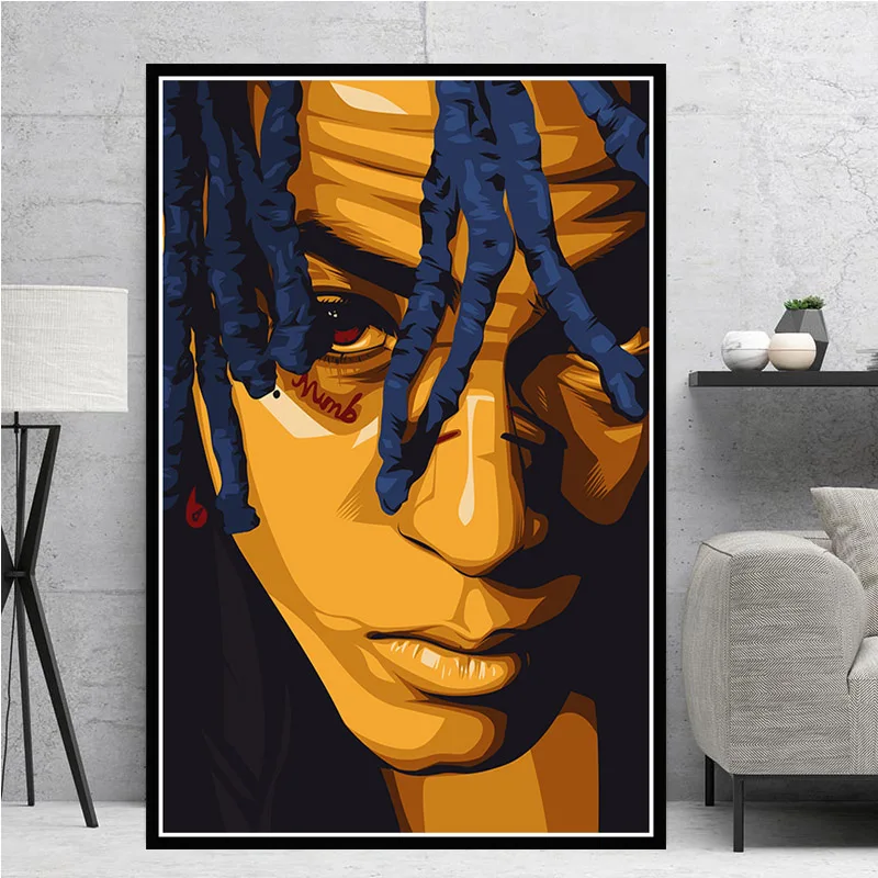 Плакатный принт Nipsey Hussle J Cole 2Pac Tupac Rapper поп-звезды картина в стиле комикса настенные художественные картинки для гостиной домашний декор - Цвет: Красный