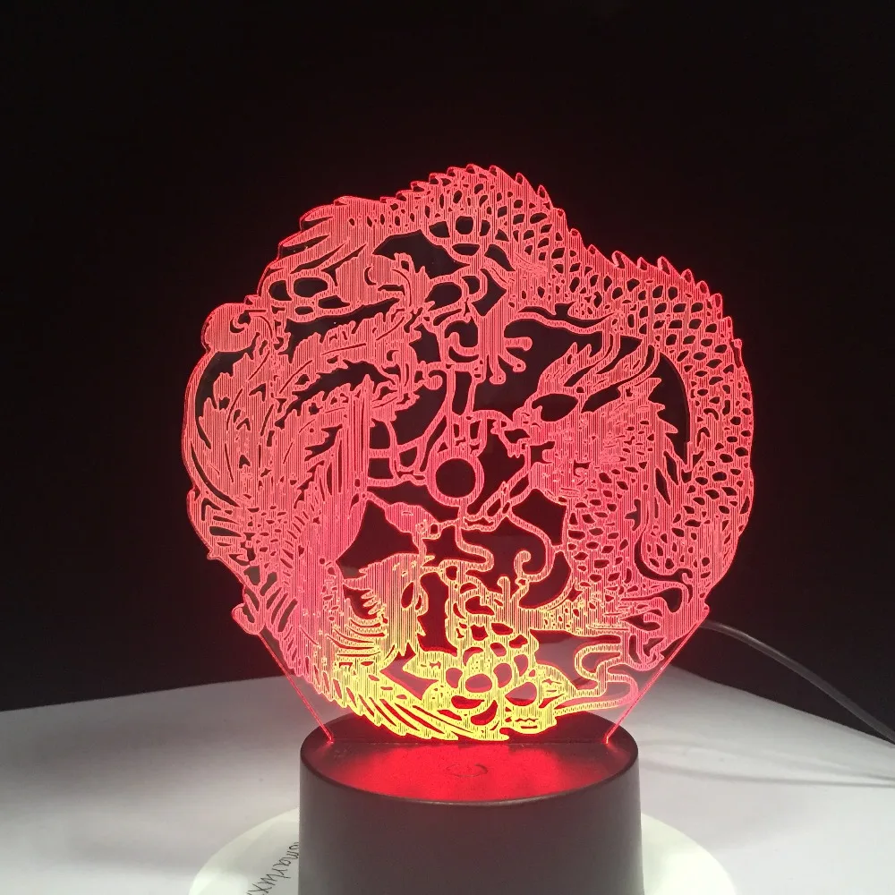 Ночник с 3d изображением дракона Феникса светодиодный сенсорный светильник