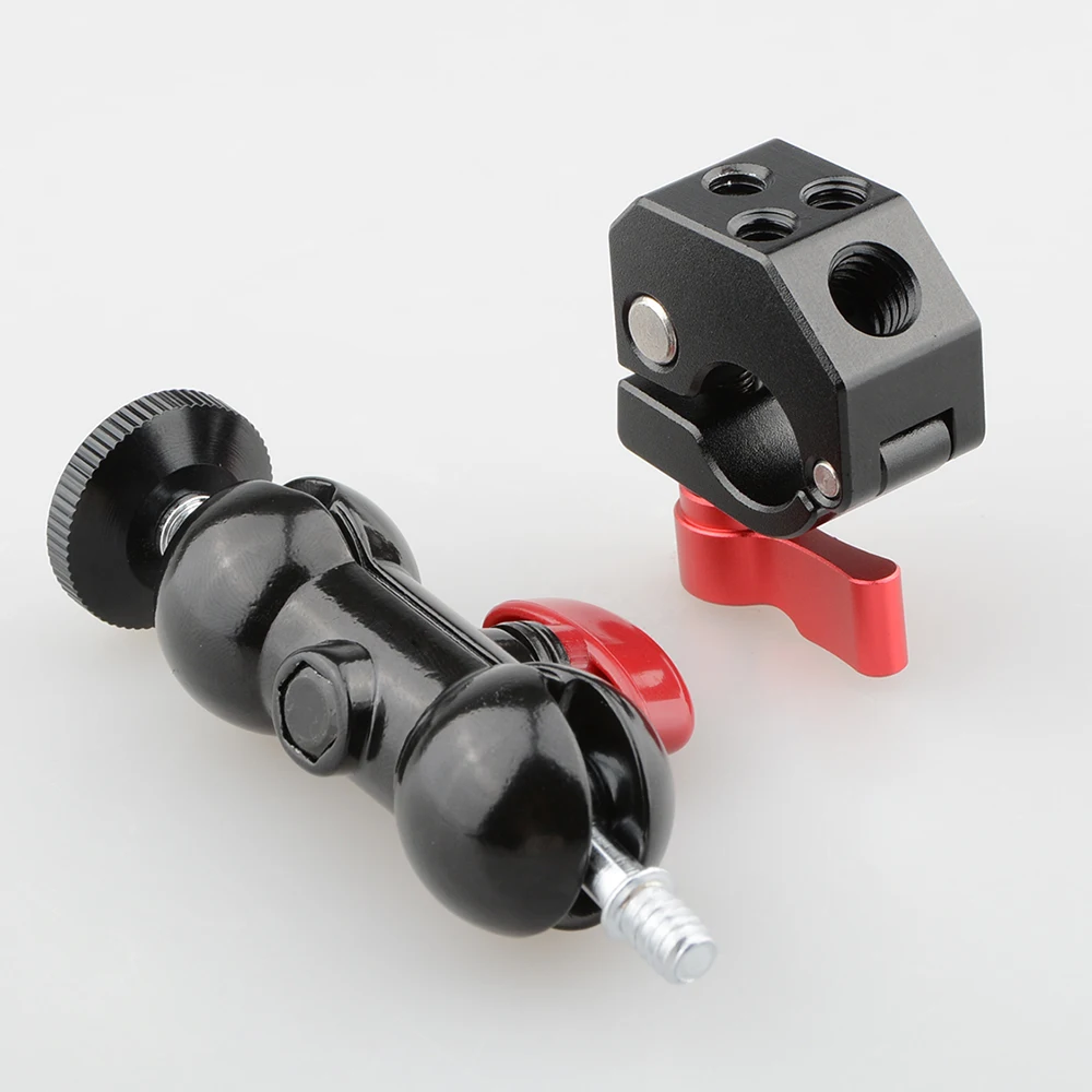 

CAMVATE 15mm Quick Release Rod Clamp with 360 Degree Rotating Double Ball Head Mount
