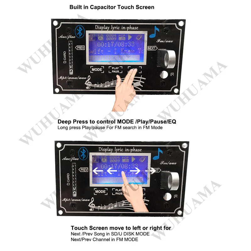 Bluetooth Сенсорный светодиодный MP3 декодирующая плата модуль со слотом для SD