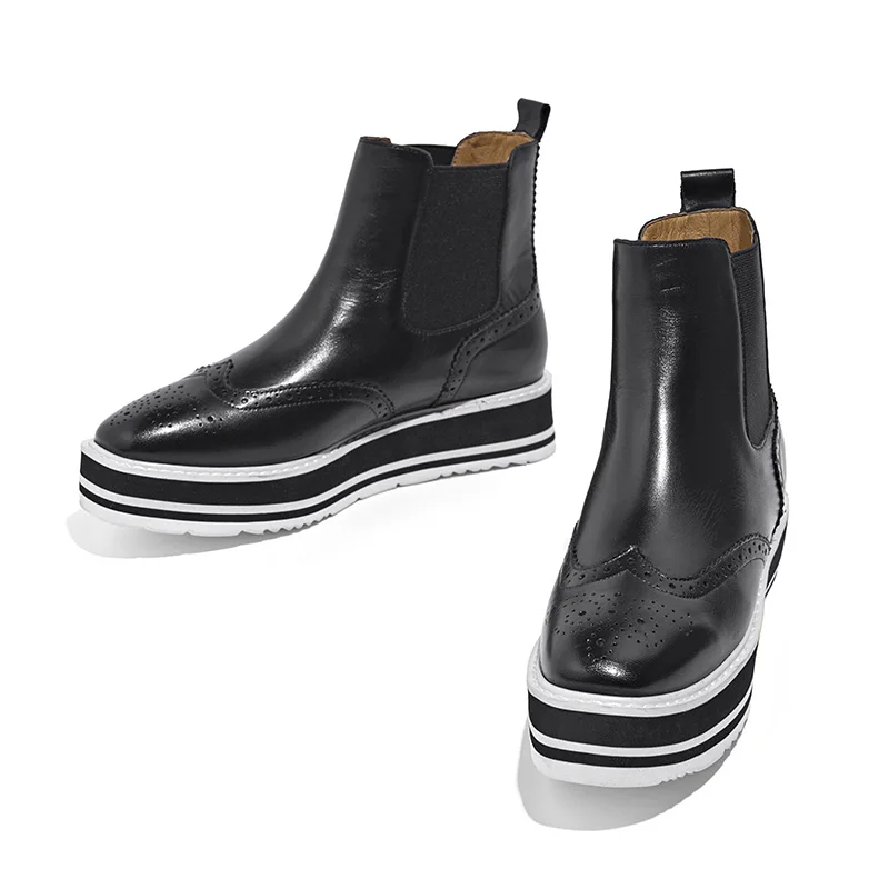 BeauToday/Ботинки Челси женские ботильоны с квадратным носком ботинки перфорацией