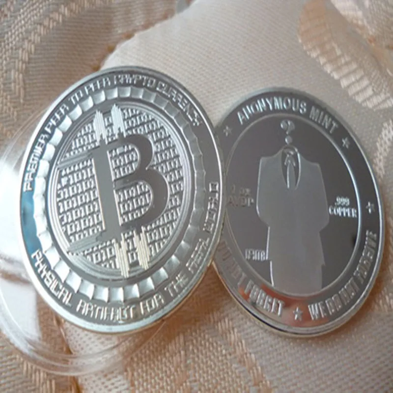 3 шт. микс 3 разных интернет-тема валюты аноним Биткойн посеребренный позолоченный латунь 40 мм сувенирное украшение монета