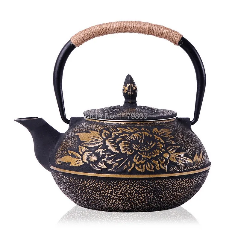 Japanese Style Cast Iron Kettle Tetsubin Teapot With Strainer 900ml Capacity Flower | Дом и сад