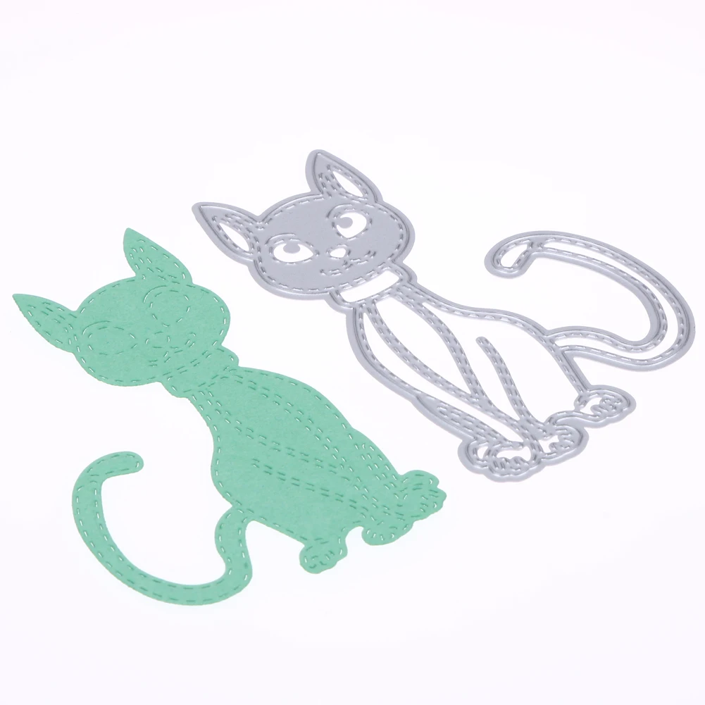 1 шт. Kitty Металлический Трафаретный вырубной штамп мультфильм мило кошка