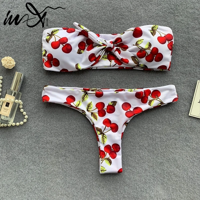 In X бикини с высоким вырезом купальный костюм бантами 2019 женские купальники бандо