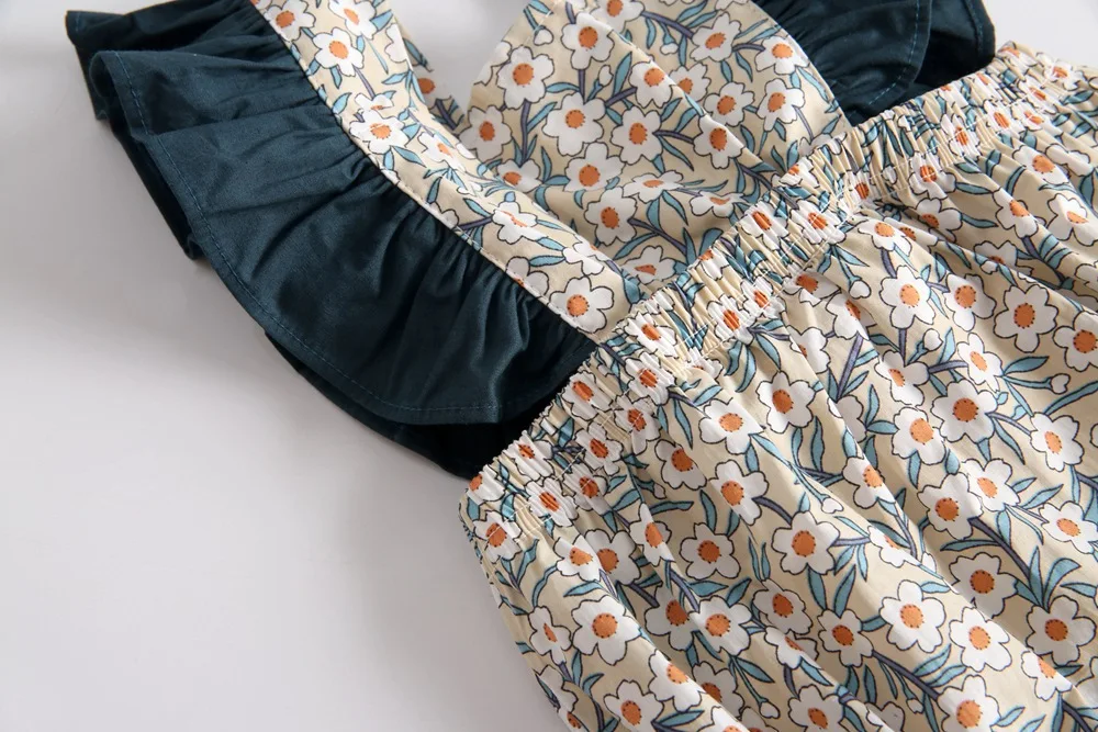 

Baby clothing Summer Europe and America baby Rompers floral color matching baby clothes cotton Infant Jumpsuit