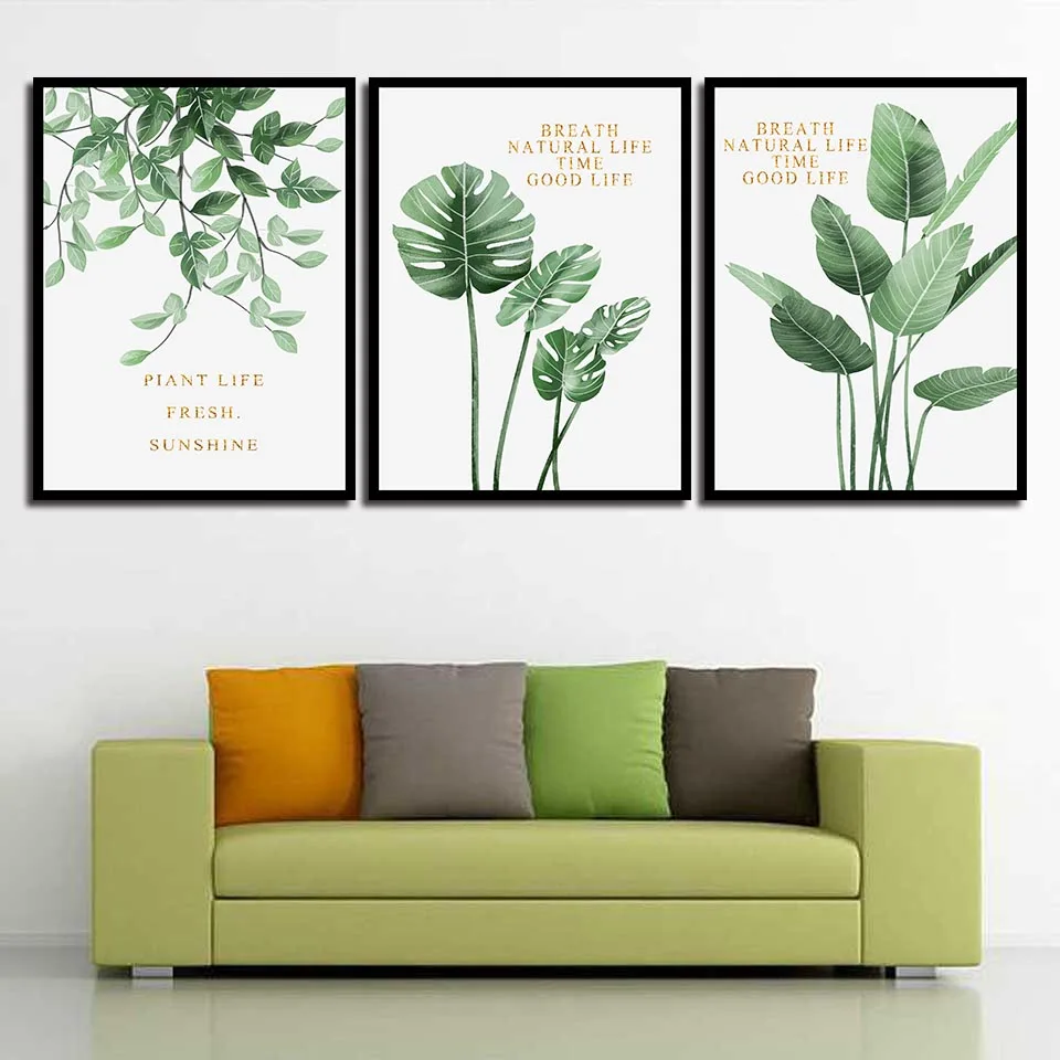 Watercolor Plant Leaves Poster Print Wall Art Canvas Painting Nordic Style Picture for Living Room Home Decor Cactus Decoration | Дом и сад