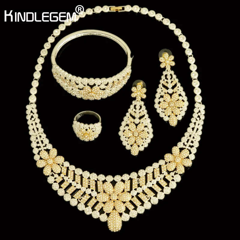 Женский свадебный комплект ювелирных изделий Свадебный из колье золотистого