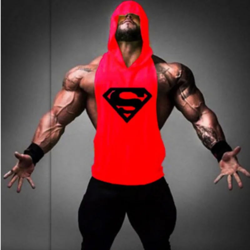 Diliflyer Fashion Men's Summer Running Vest Sleeveless Hoodies Fitness Shirt Hoodie Cotton Tank Tops Super Muscle Gyms Clothing | Спорт и
