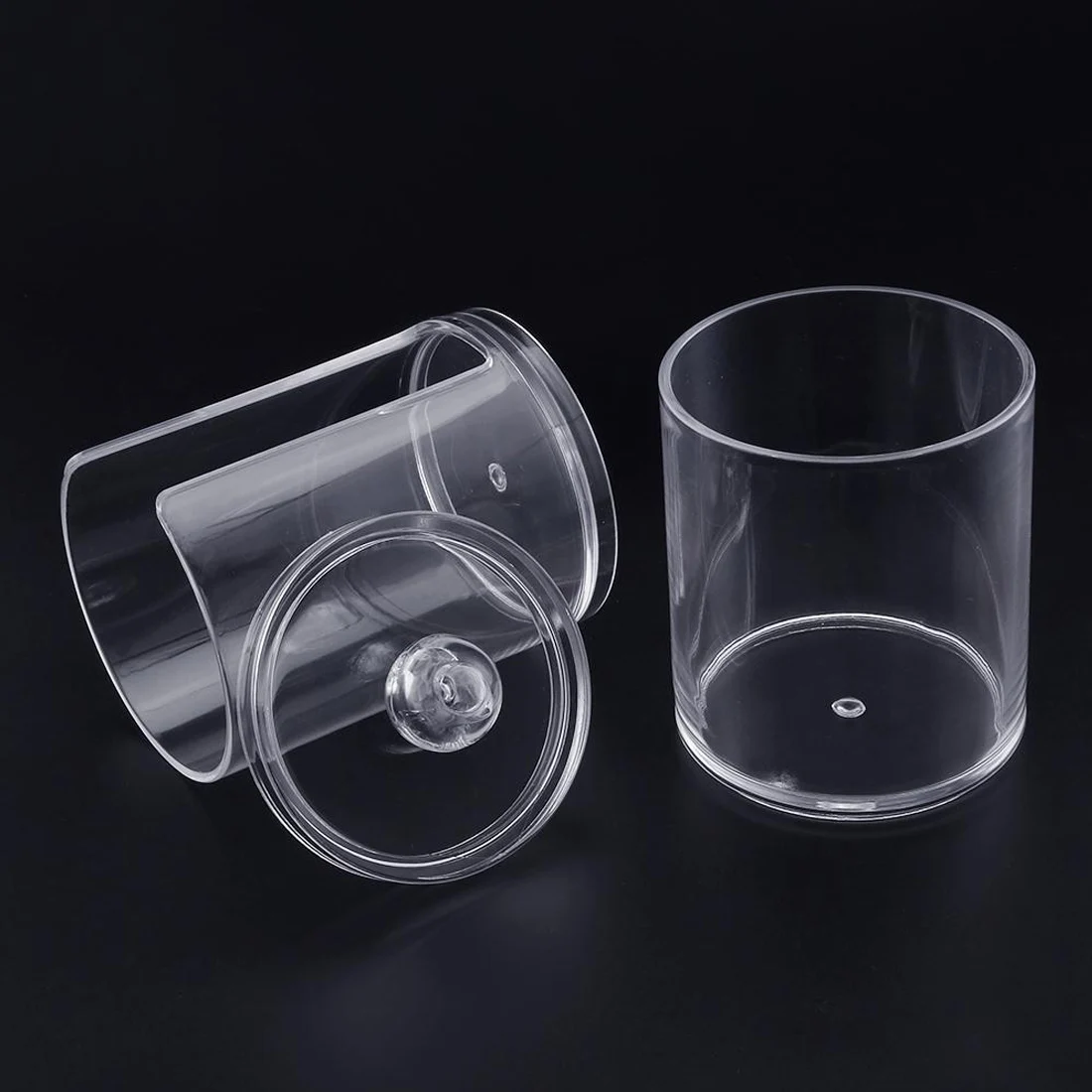 2 Layers Trabsperate Clear Acrylic Cotton Swab Organizer Box Protable Cosmetics Round Container Makeup Pad Storage Case | Красота и