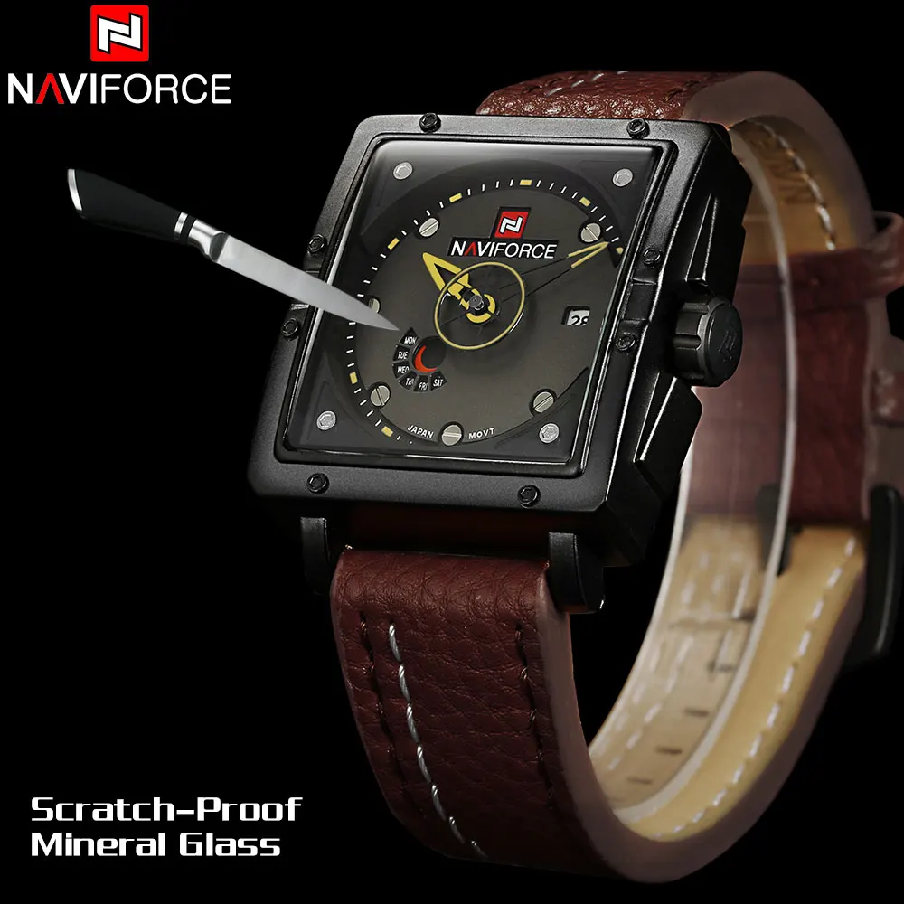 NAVIFORCE Брендовые мужские спортивные кварцевые часы креативные аналоговые