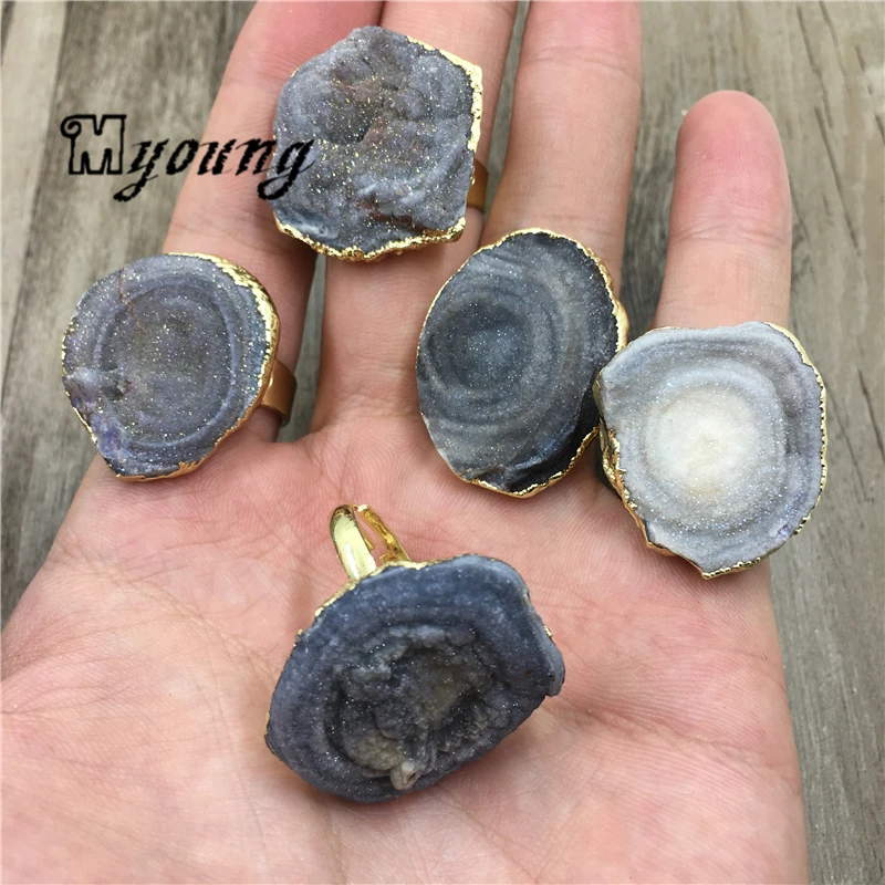 Модные кольца Freeform Sun Agates Druzy для женщин MY1985 | Украшения и аксессуары