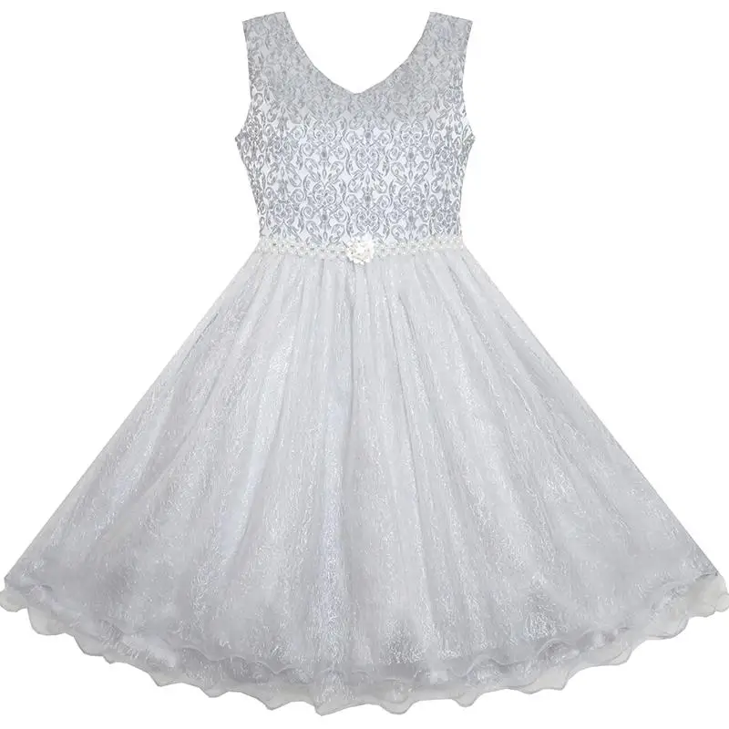 Sunny Fashion платья для девочек новогодние костюмы Цветок Девушка Платье сверкающий