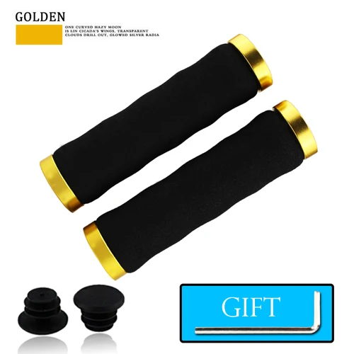 Gold Bike Grips VICTGOAL велосипедные рукоятки противоскользящие губчатые велосипедные ручки с замочком отскок руль рукоятка Концевая заглушка 22 мм MTB велосипедные аксессуары - Цвет: Gold Bike Grips