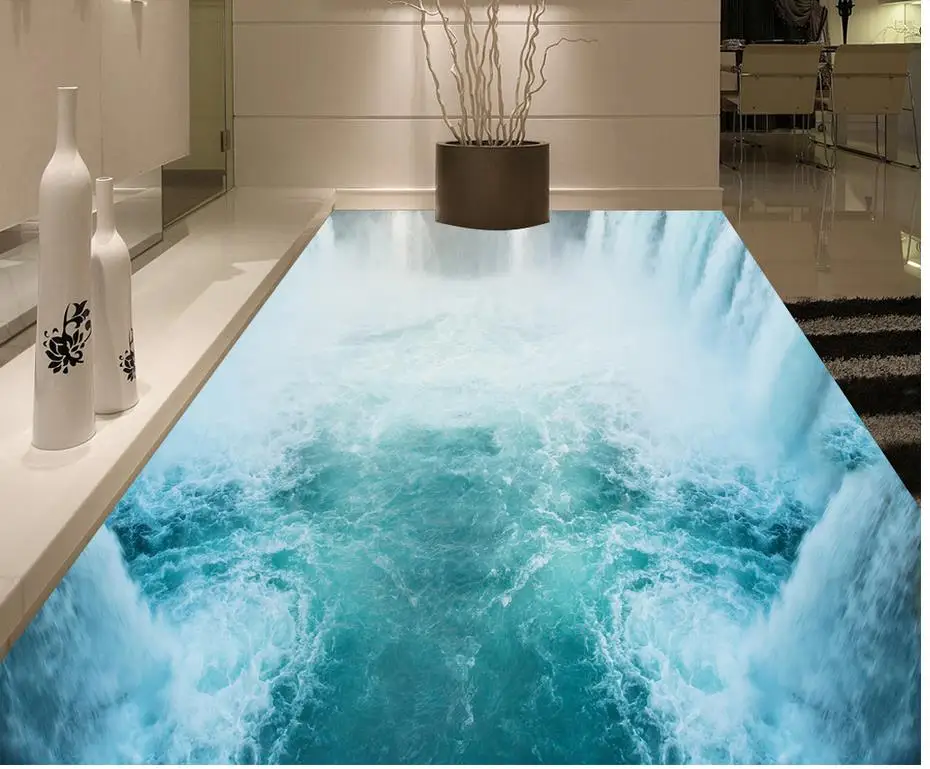 Floor Painting 3D Wallpaper Custom PVC Adhesive Magnificent Falls Ocean | Обустройство дома