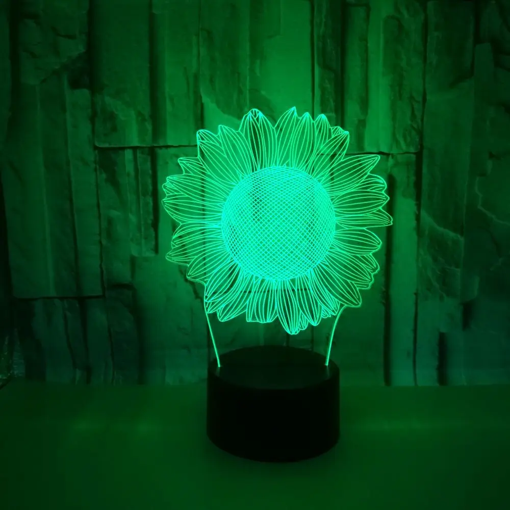 Цветная настольная лампа в виде подсолнуха с сенсорным управлением 3d ночник