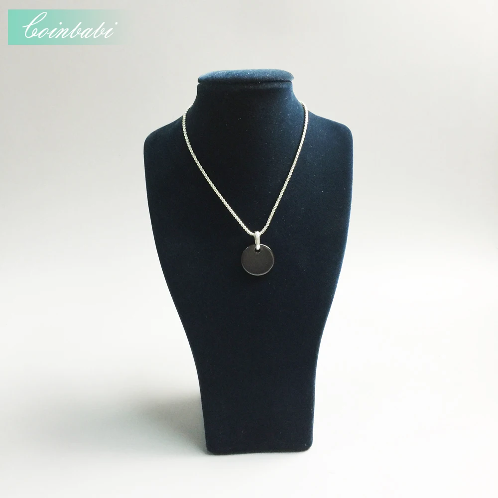 Цепочка с Круглым Диском из гематита и серебра 925 пробы для мужчин женщин|hematite