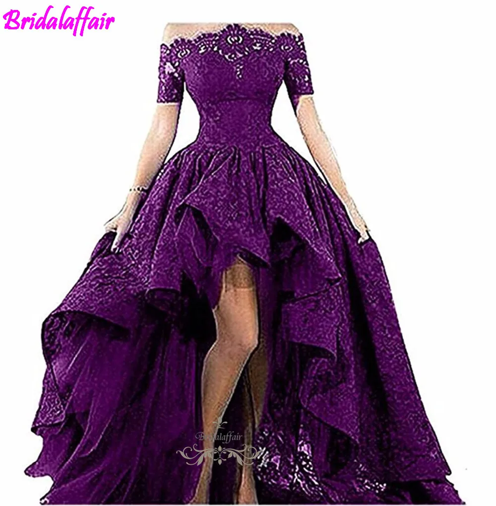 Свадебное платье Pizzo Nero Senza Spalline Al Largo Della Spalla Maniche Corte Alto Basso, платья для выпускного вечера Abiti Da Sera Vestido