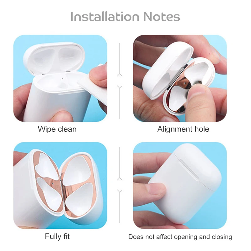 Металлическая защита от пыли защитная наклейка для Apple AirPods чехол аксессуары