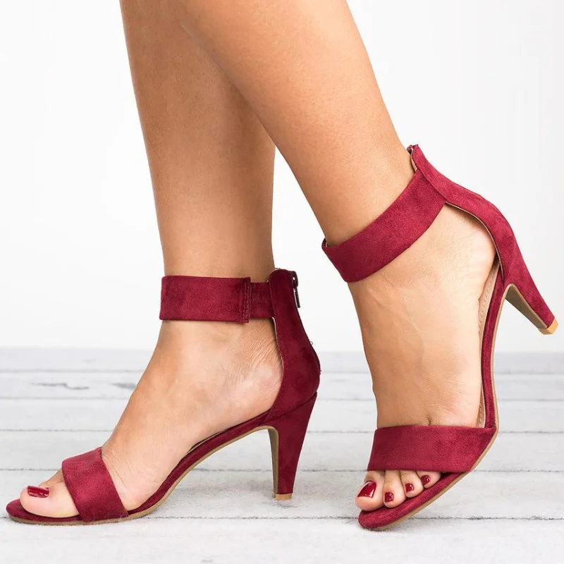 Сандалии женские замшевые на платформе Босоножки с открытым носком каблуке