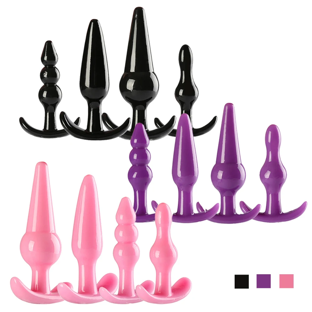4pcs set Silicone Anal Toys Butt Plugs Beginner training Sex products anal for Women and Men butt plug Gay Toy | Красота и здоровье