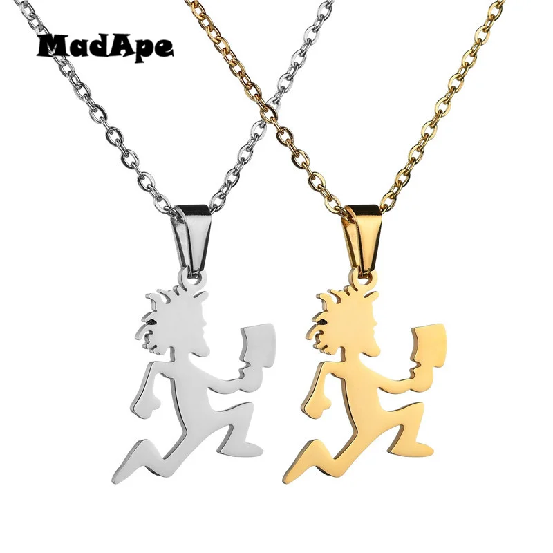 MadApe мультфильм Бегущий человек с сумкой для денег кулон ожерелье из нержавеющей