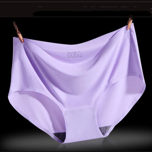 Ice silk бесшовные цельные дышащие сексуальные трусы со средней талией для женщин без следа LVFAN ISU-013 - Цвет: ISU-013-Lilac