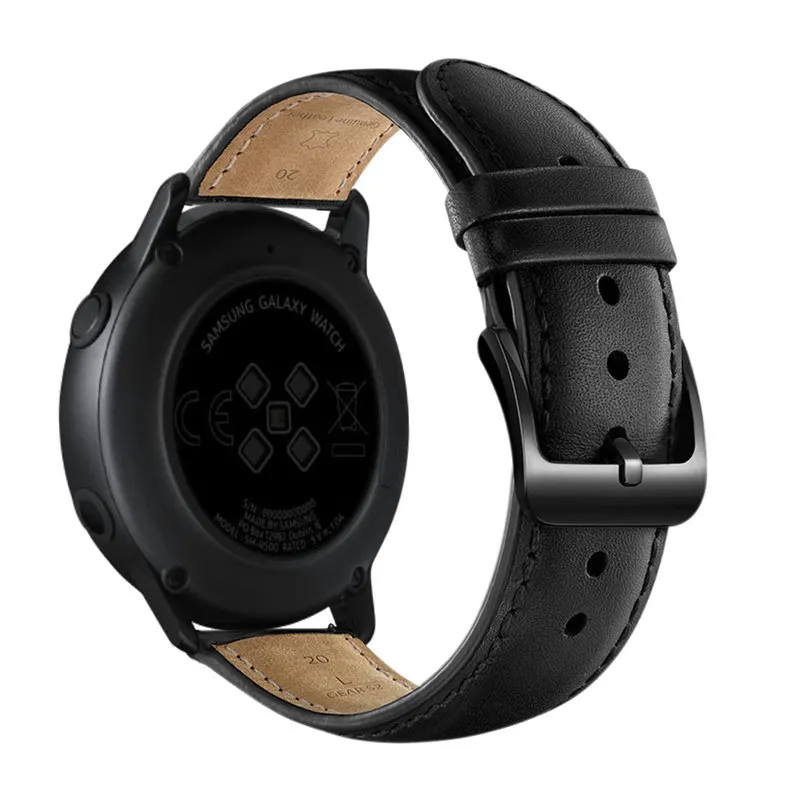 20 мм Кожаные Ремешки для наручных часов для samsung Galaxy Watch 42 мм Active 2 gear S2 классический ремешок с черной пряжкой для Huami Amazfit Bip