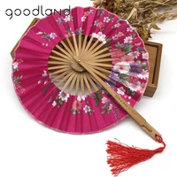 wholesale 50pcslot print personalized customized cherry blossom japanese chinese handmade pocket fan with gift bags mariage