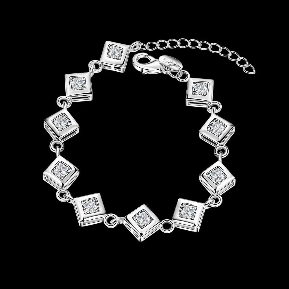 Модные Классические квадратный Ювелирные изделия из кристаллов белого золота