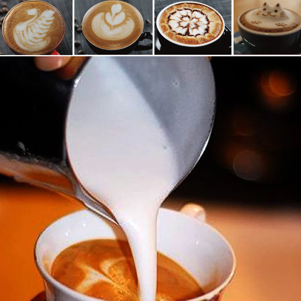 1 шт. нержавеющая сталь эспрессо кофе потяните чашка с цветами латте молочный