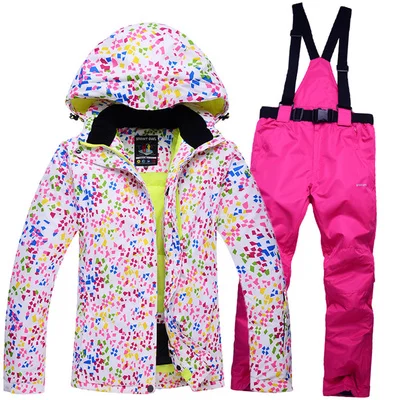 2016 Женщин Лыжная Куртка и Брюки Теплый Сноуборд Одежда Водонепроницаемый