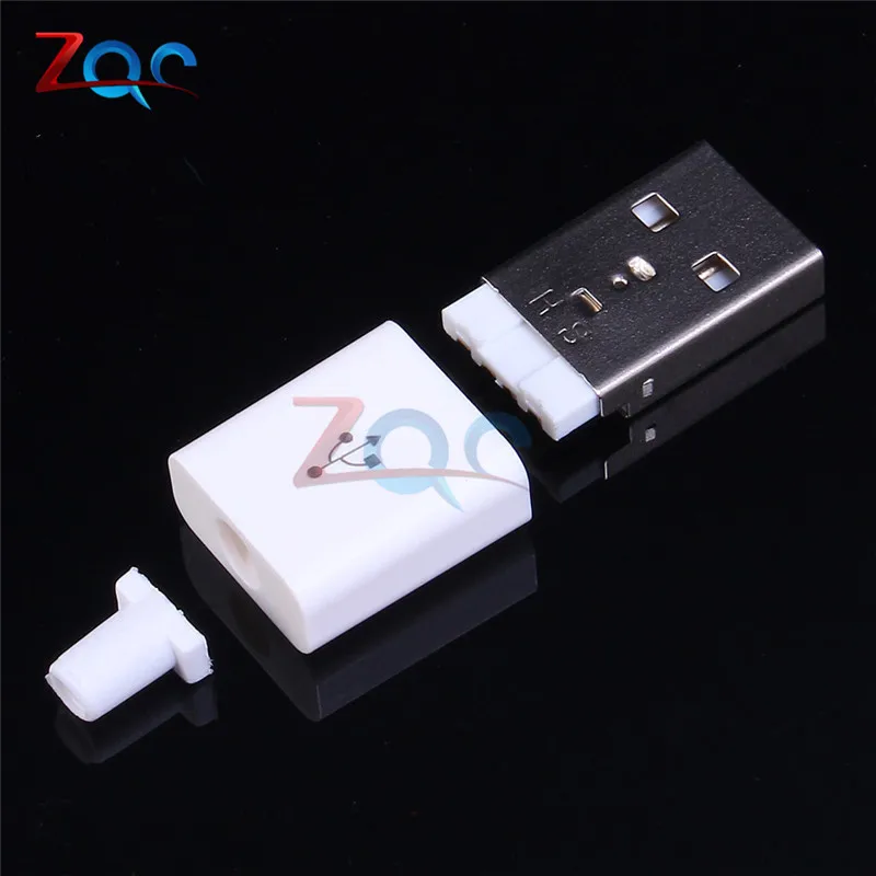 10 шт. Мужской USB разъем комплект 5P 5pin USB 2,0 штекер тип А DIY компоненты Белый w/пластиковая крышка