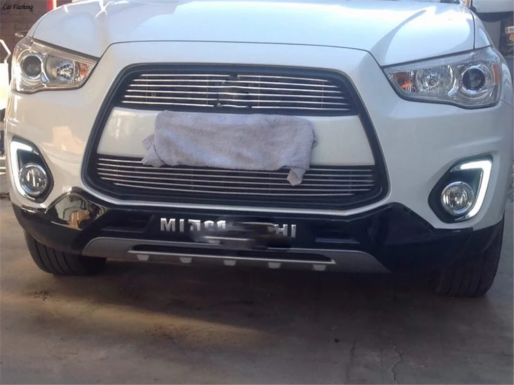 Автомобильный мигающий 1 комплект для Mitsubishi ASX 2013 светодиодный DRL COB дневные ходовые огни дневной свет водонепроницаемый противотуманный фара с сигналом