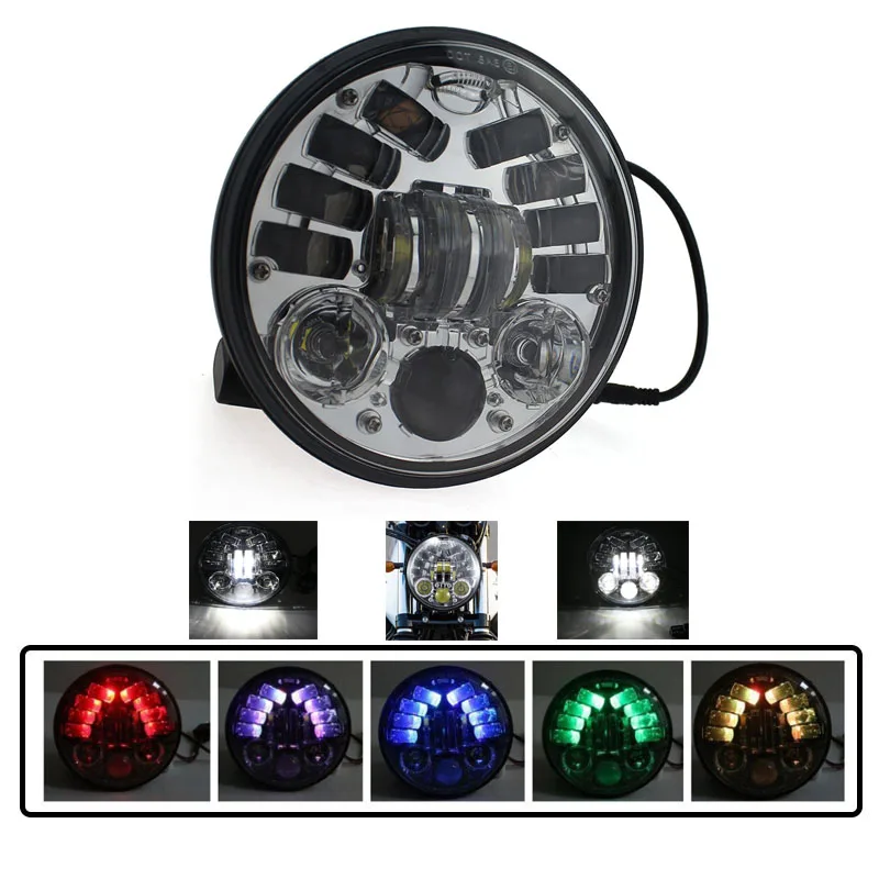 Мотоцикл мигалкой 5 3/4 &quotпроекции Daymaker 75&quot RGB светодиодный фара мигает DRL для Harley