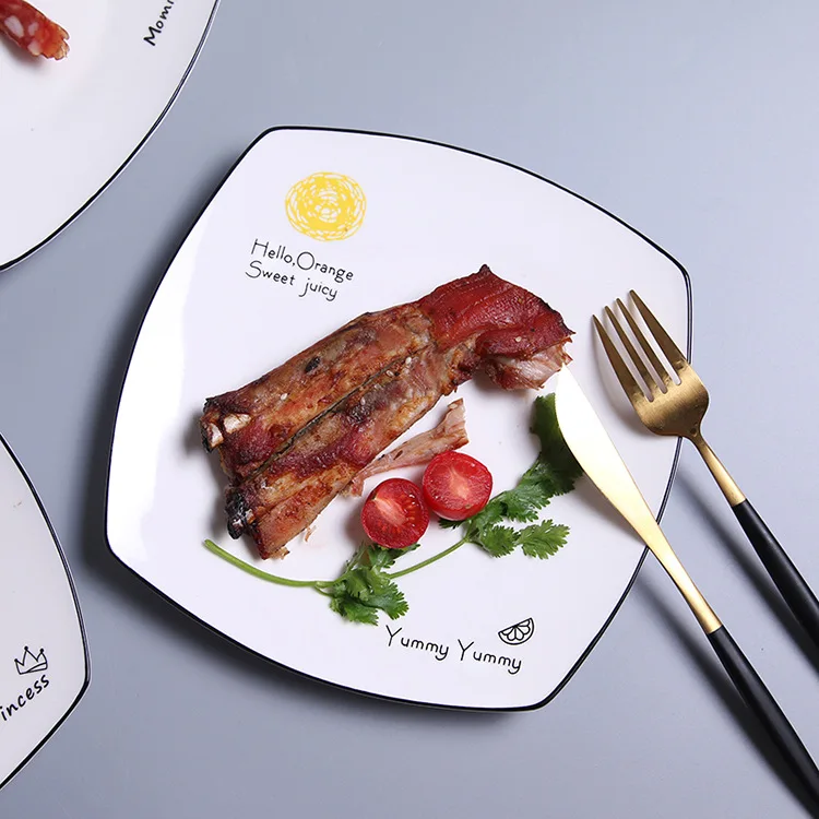Ins Style Dinner Plates Porcelain Food Salad Steak Dishes Nordic Ceramic Home Decor Brief Dessert Square Plate Drop Shipping | Дом и сад