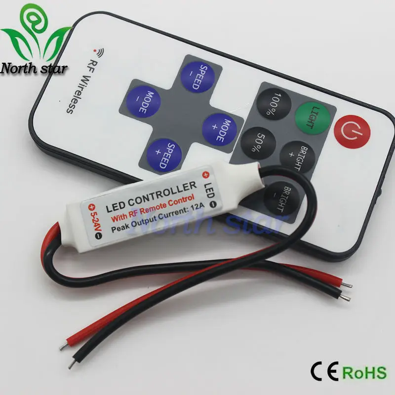 2016 DC5 24V RF беспроводной светодиодный контроллер Яркость Регулировка диммер с DC