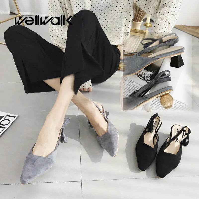 Wellwalk/Босоножки на каблуке с ремешком сзади женская обувь деревянном женские
